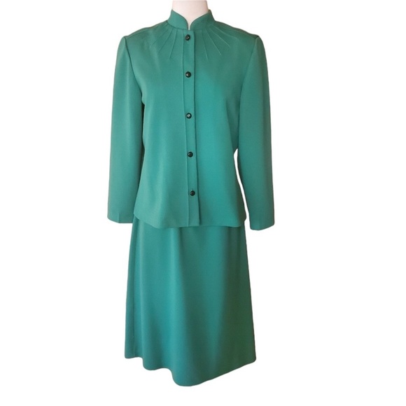 Vintage Dresses & Skirts - 1980s Pablo Collection Green Skirt Suit Set